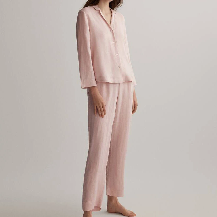 

2021 Spring Autumn Home Casual women female Hot sale flax pajamas teen girl Pajamas Set