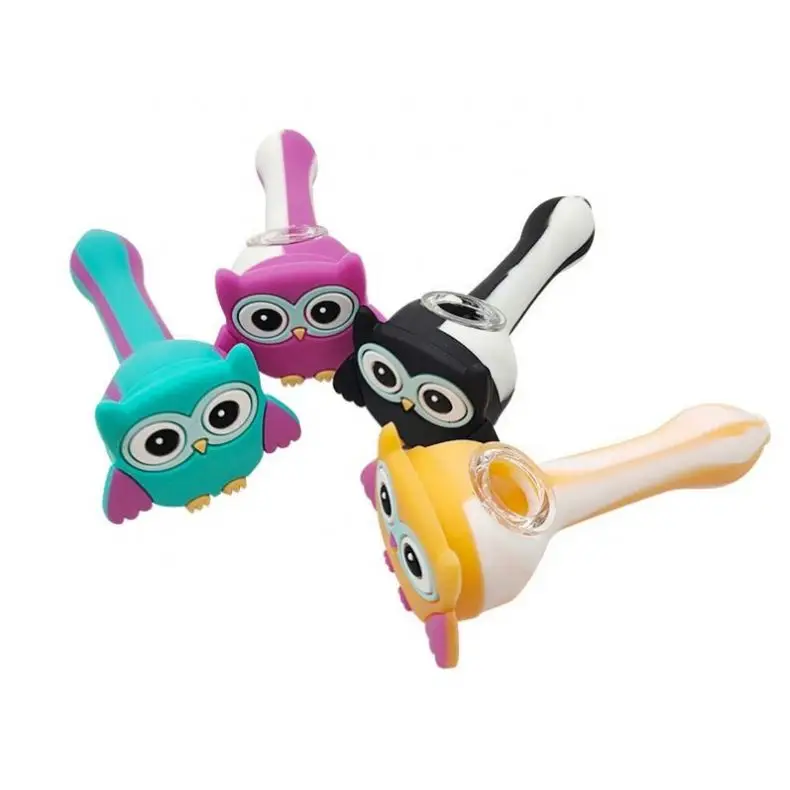 

Hot Sale Wholesale Creative Cute Animal Silicone Glass Bowl Weed Tobacco Smoking Pipe, Picture