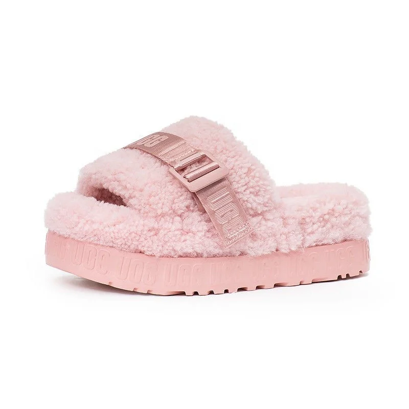 

High quality OEM&ODM wholesale stock fluffy slippers flat fur open toe fur slippers fur uggging sandals, Black/green/white/pink