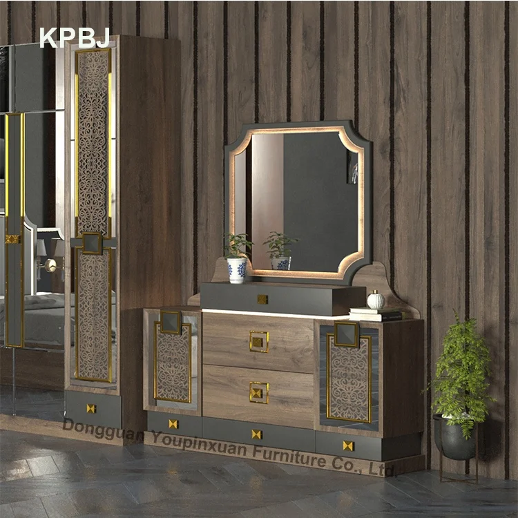
Top Quality Modern Wood MDF Full Size Bedroom Furniture Mirrored Bedroom Sets 