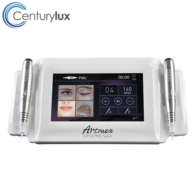 

Artmex v8 10speed levels digital control touch screen PMU+ MTS with 2 Handpieces eyebrow tattoo machine digital permanent makeup, Silver
