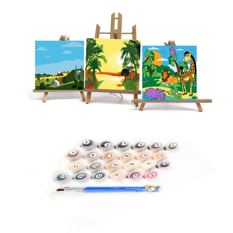 

DIY Children's Digital Oil Paint by Numbers Painting with Frame Handmade Crafts Decoration Painting Girl Boy Gift Oil Paints kit