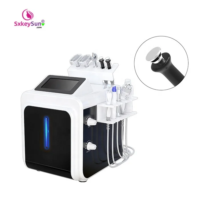 

oxygen jet machine 6in1 vertical hydro facial machine home use hydro facial glow neomed aqua 2.0 2 handle treatment, White black