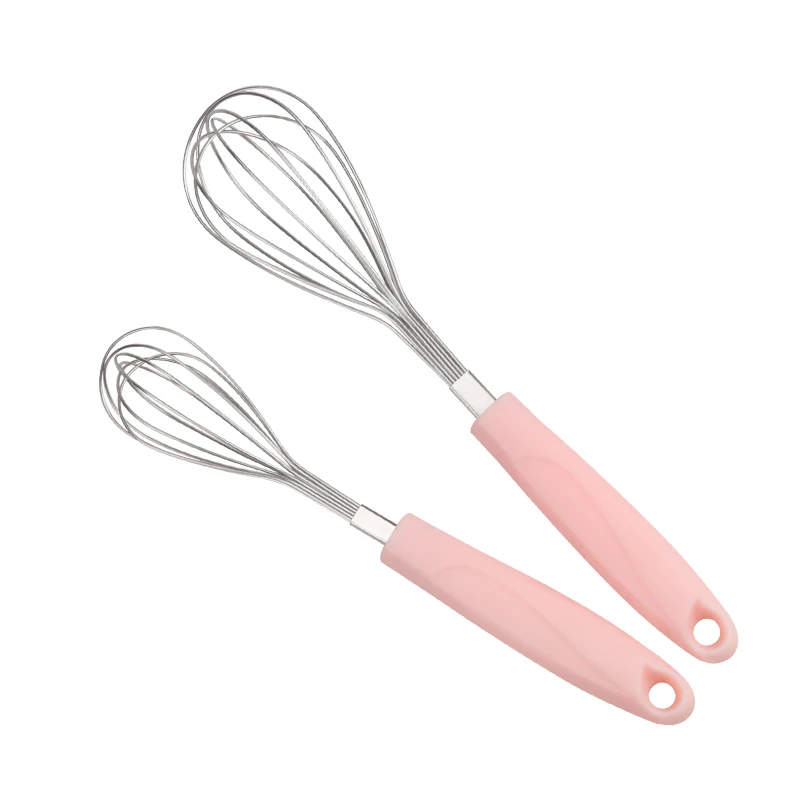

Comfortable Manual Egg Beater Kitchen Tools Stainless Steel Egg Whisk, Pink