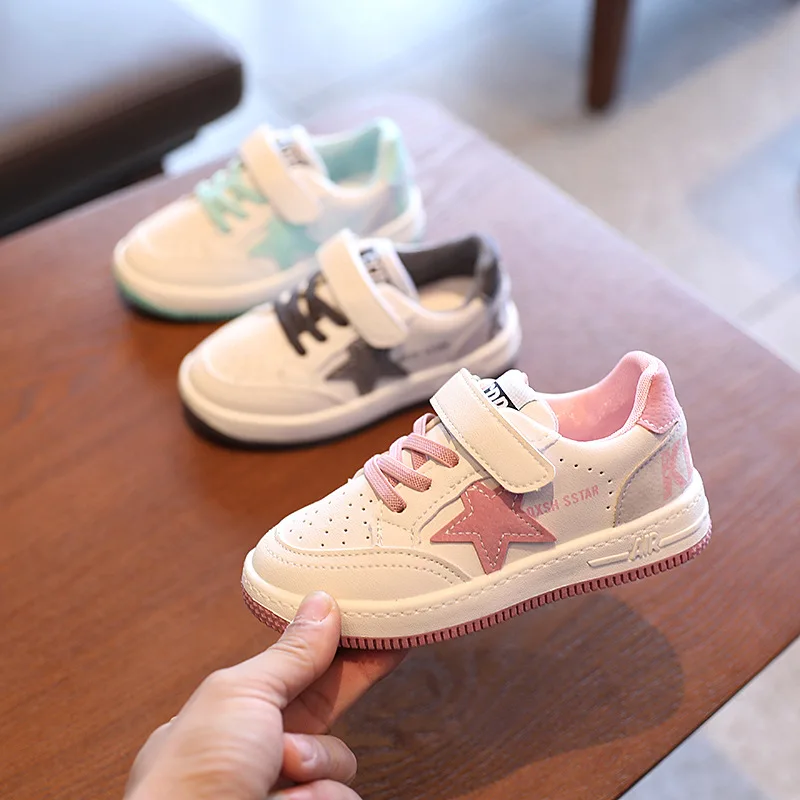 

New Korean board shadow gray star 2020 new design fashion kids girls shoes, Green/gray/pink