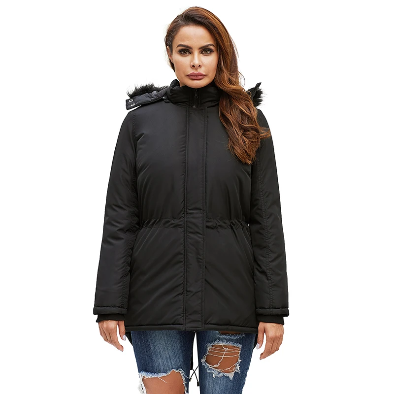 

2020 Winter Black Custom Parkas De Mujer Hooded Parka Jackets Women, Customized winter parka jackets women
