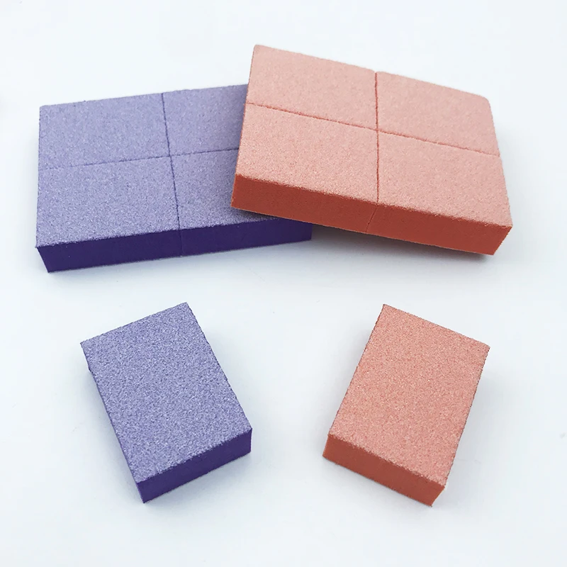 

1500pcs/case OEM EVA Sponge Disposable Nail Buffer Block 2 Sides Mini Buffer, Orange foam + white grit