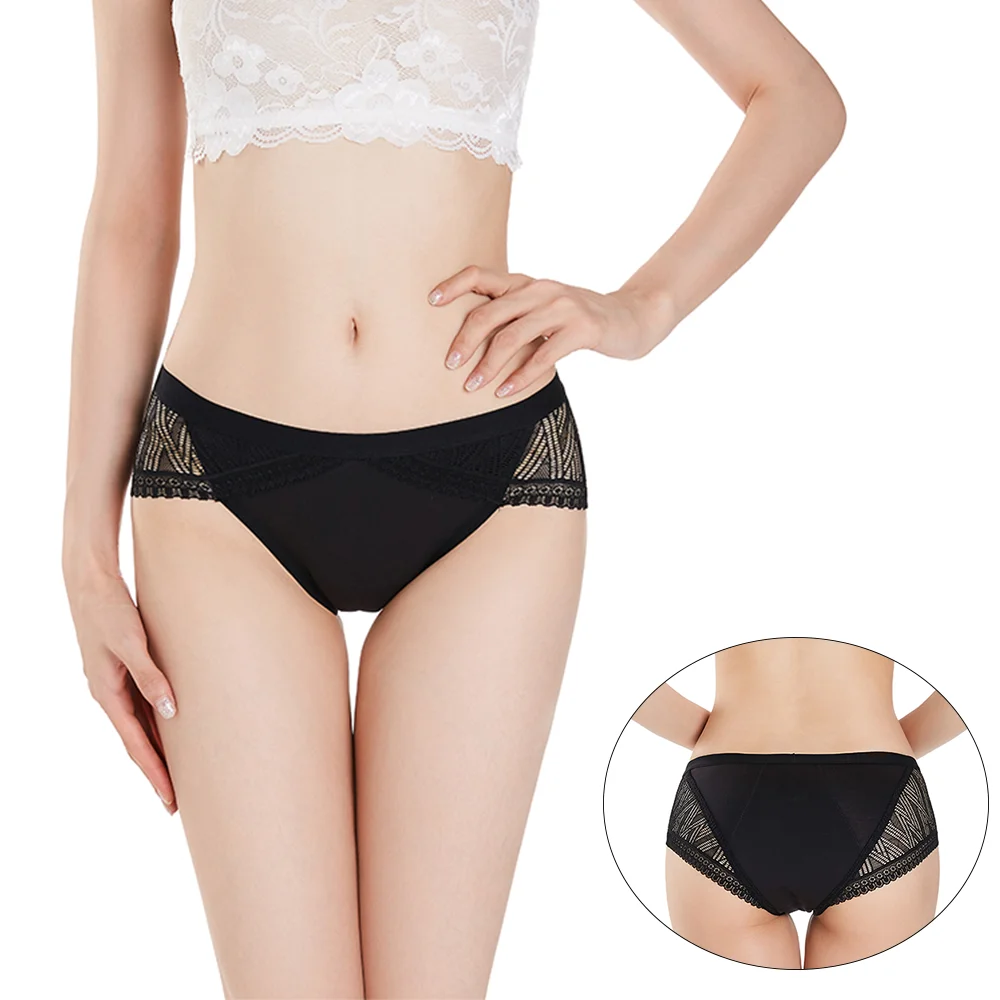 

Plus size cotton absorbent Incontinence underwear leak proof menstrual period panties for women, Black