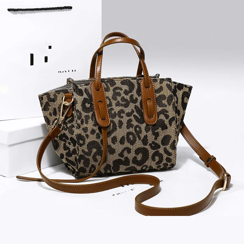 

2021 New ladies designer tote handbags for women large linen Leopard hand bag messenger bags wholesale