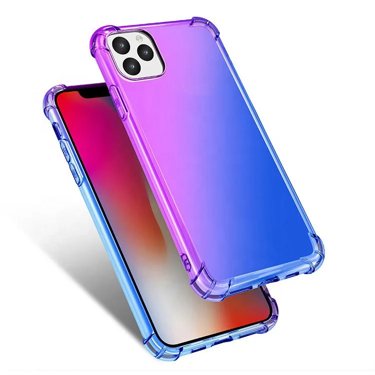 

Flexible Reinforced Gradient Rainbow Colorful Shockproof TPU Case for iPhone 11 2019, Black,blue,silver,red,blue,gold,rose gold