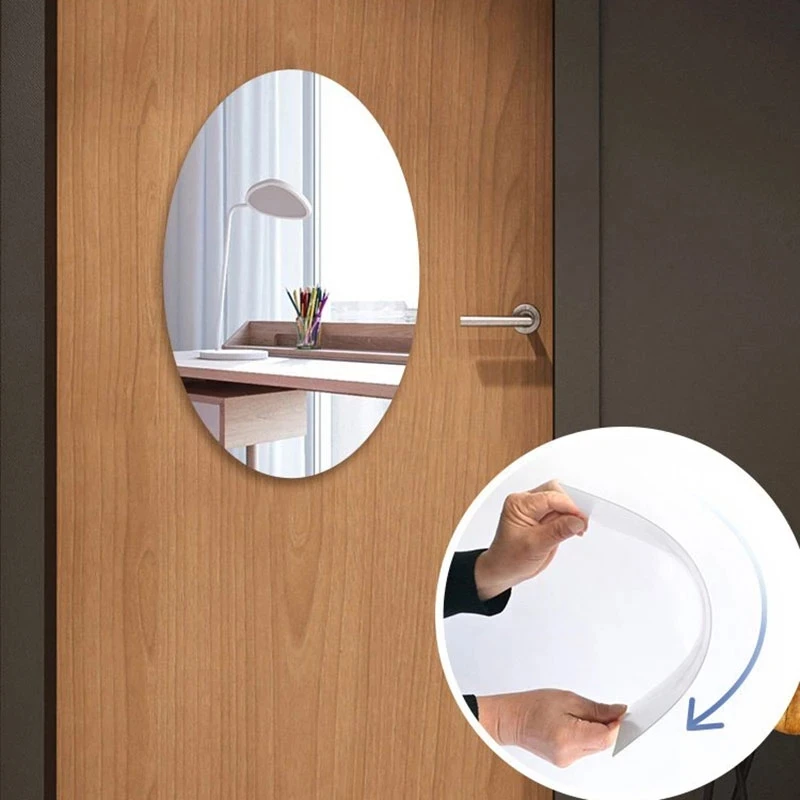 27*42cm Wall Decorative Mirror Interior Decoration Soft Glass Stickers Home Bathroom Living Room Wall Mirror