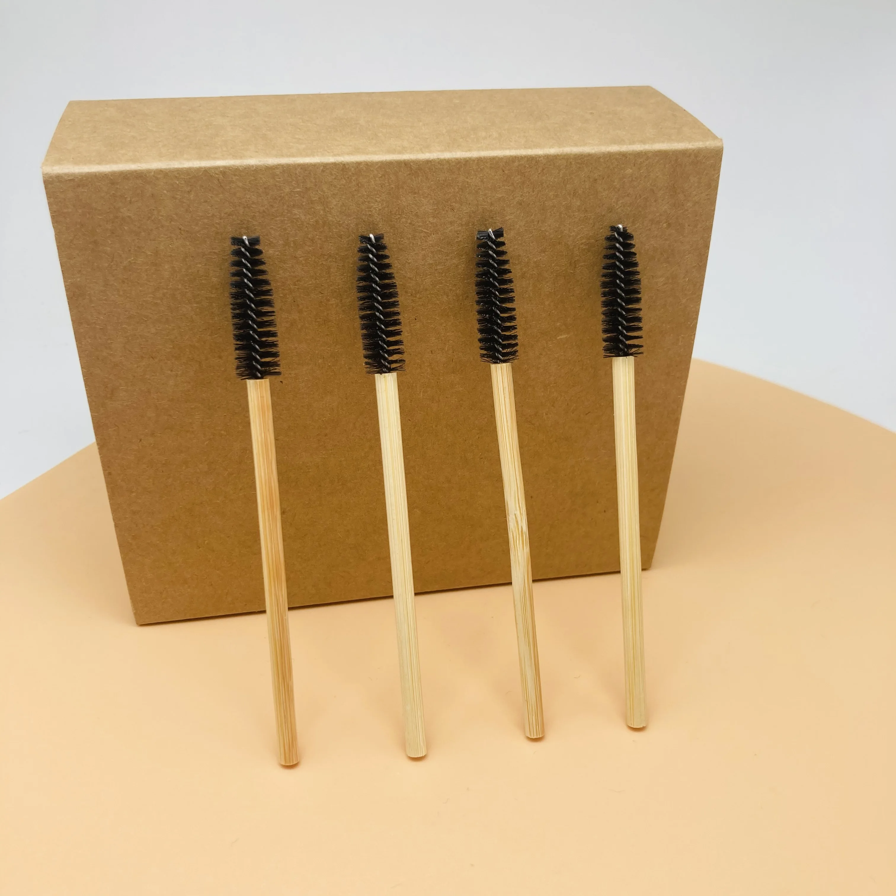 

Mascara wands brush for eyelash extension purple bamboo eyelash brush disposable, Natural bamboo handle, black mascara brush head