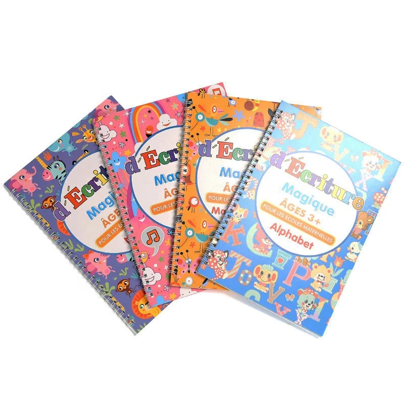 

Stock French Copybook Magic Practice Copybook 4 pcs/set Copybook for Preschool Kids