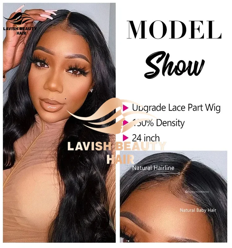 

Lavishbeauty RTS 100% Human Hair Wig Lace Wig With Baby Hair Long Body Wave Natural Color 150% 180% Density Wigs For Black Women