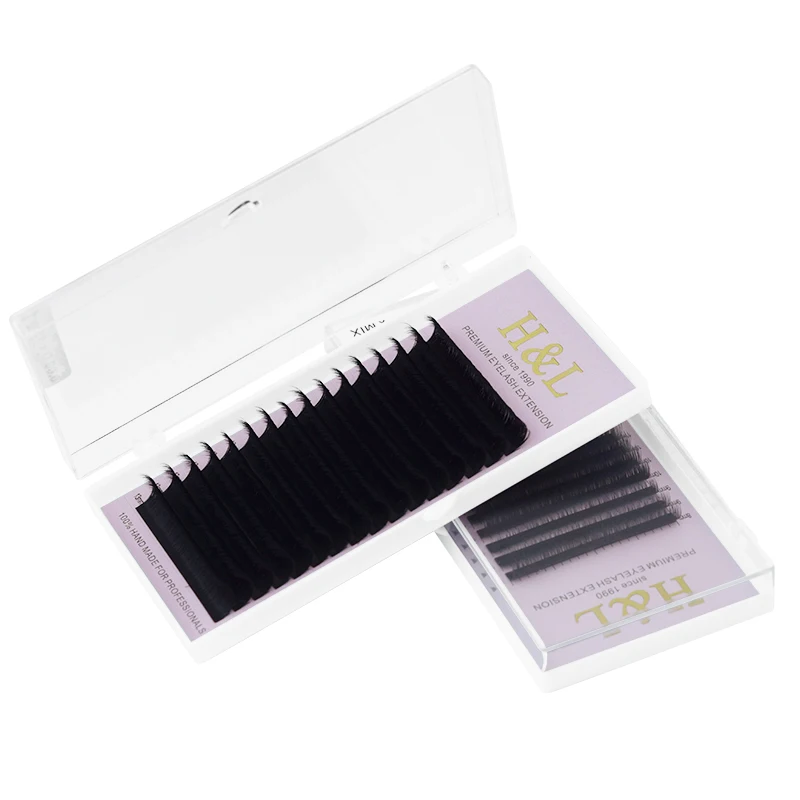 

song lashes top qulity 16 rows 0.03/0.05/0.07 C/CC/D curl auto fan eyelash extension, Pure darker black