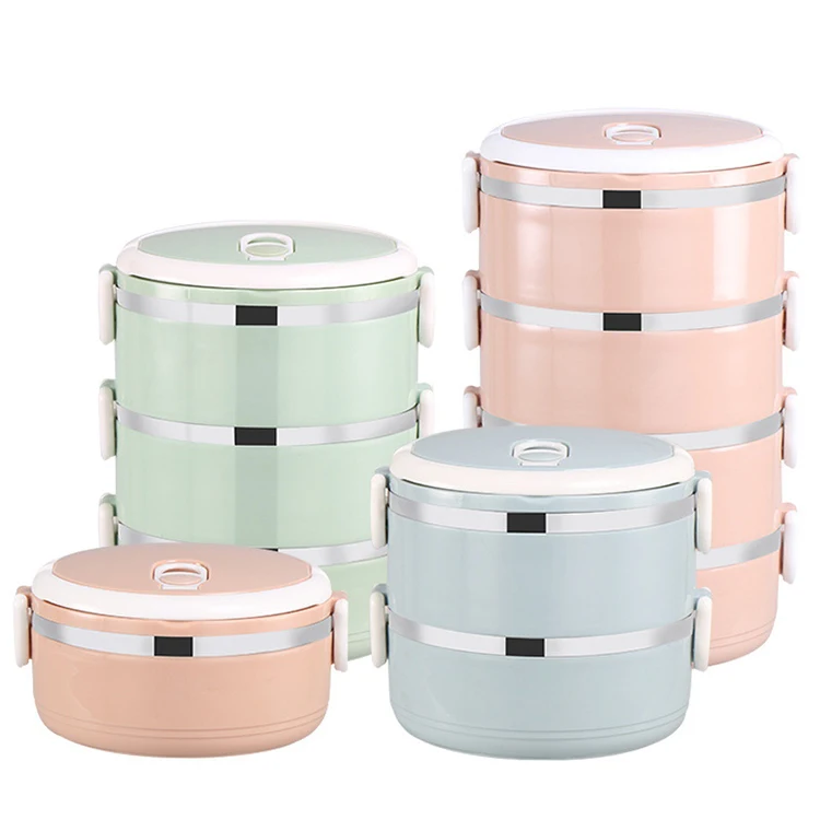

Kitchen Portable Thickened Food Container Students Office With Layers Thermos Bento Box Stainless Steel Insulated Lunch Box