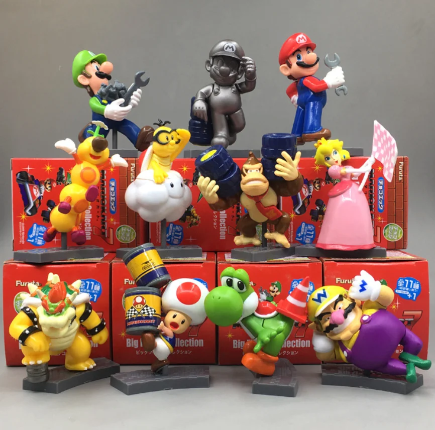 

Free Shipping 11pcs mystery prize Blind Box Super Mario Action Figure Toys Luigi donkeykong Lucky Bag, Colorful