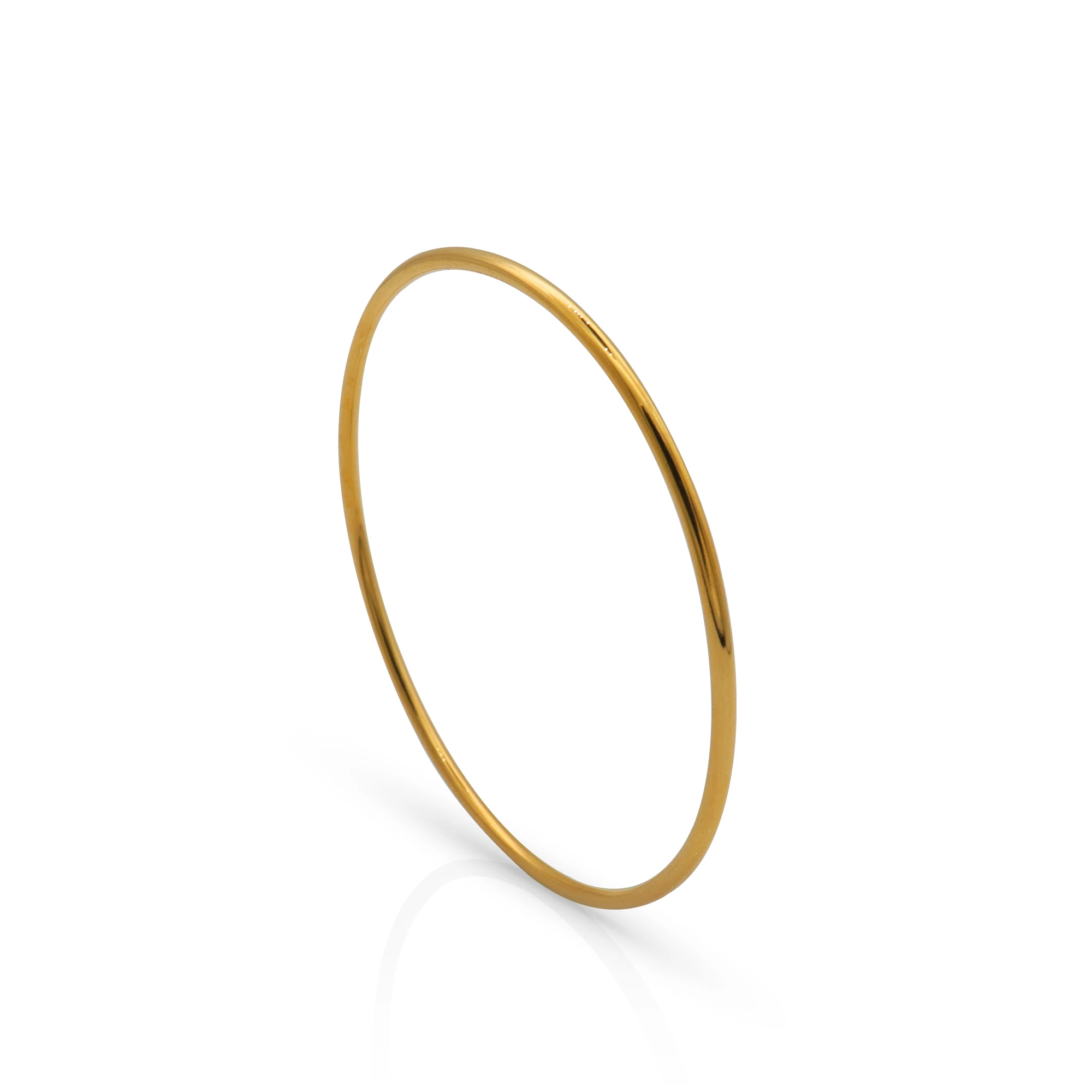 

Chris April in stock fashion jewelry 316L Stainless steel PVD gold plated round glossy bangle bracelet, Yellow gold