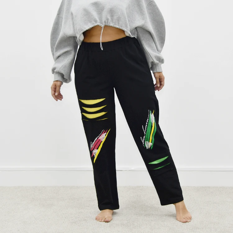 

custom print Elastic High Waist knit Loose elastic Streetwear Tactical Trouser Hip Hop Joggers Pants Pockets Women Cargo Pants, Customized color