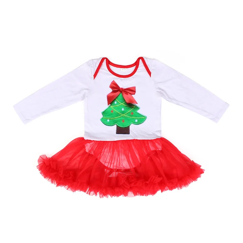 

Wholesale Children's Boutique Clothing Christmas tree pattern Print Girls Romper with bubble skirt Baby Cotton Romper, Picture