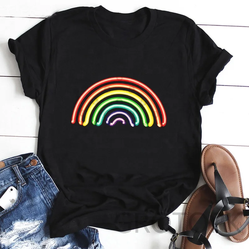 

Women Lgbt Rainbow T-Shirts Female Short Sleeve Tees Girl Tops Summer Brand Love Is Love Clothing, Picture showed