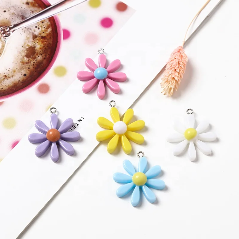 

Kawaii Resin Little Daisy Sun Flower Charms Pendants For DIY Decoration Earrings Key Chains Fashion Jewelry Accessories, Photo