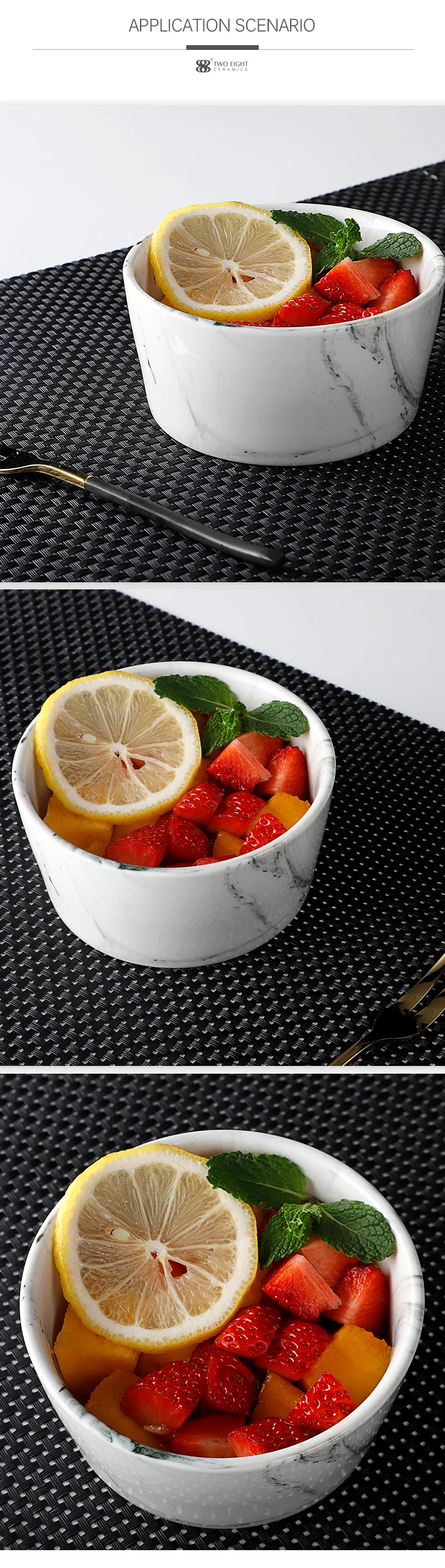 product-Event Party Supplies Marble Salad Bowl, Ceramic Bowl Restaurant, High Quality Serving Bowl 