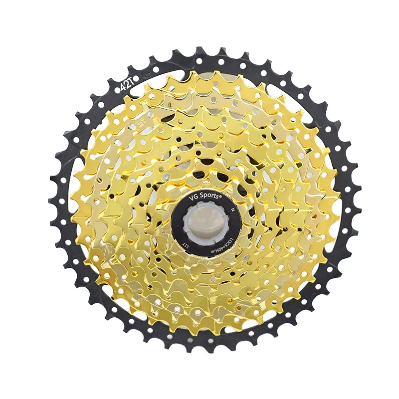 

VG Sports 9 Speed 11- 42T Bicycle Cassette Freewheel for MTB Mountain Bike Parts, Gold