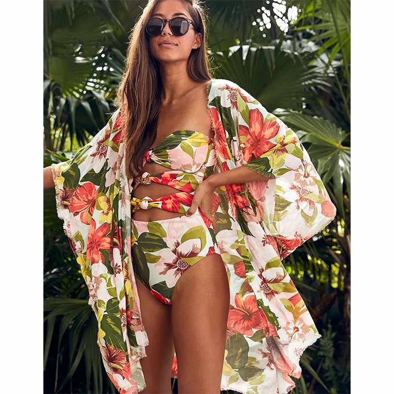 

BK-036 Women Wrap Skirt Swimsuit High Waist 2021 Cover Up Sexy Sarong plage Beach Wear Bathing Suit, Picture color