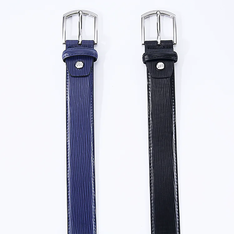 

High quality pin man belt luxury business leather buckle jeans cross belt for men, Picture