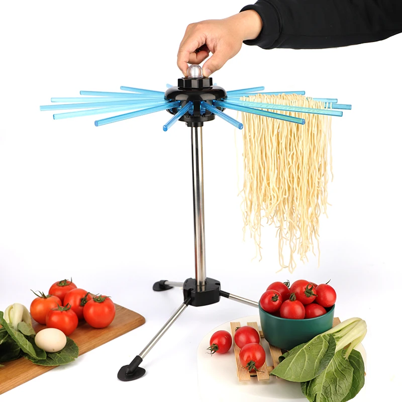 

Amazon Premium Plastic 16 Bar Collapsible Pasta Drying Rack With One button Function, Sky blue;customized