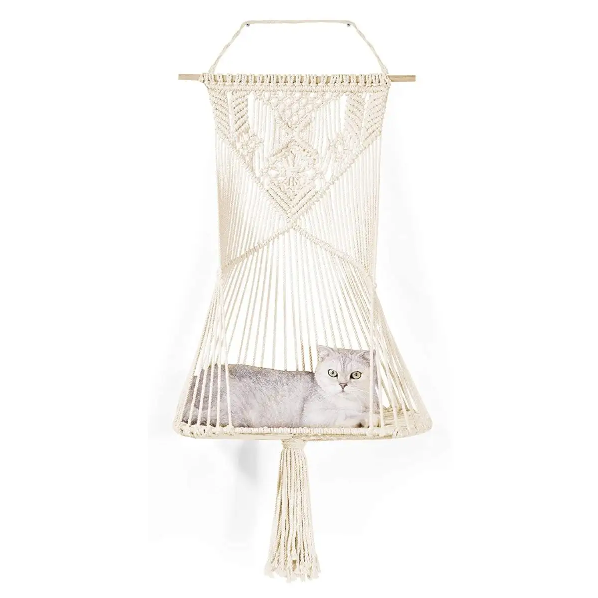 

Macrame Cat Hammock pet Bed Decorative Macrame Wall Hanging Shelf Home Decors  macrame swing