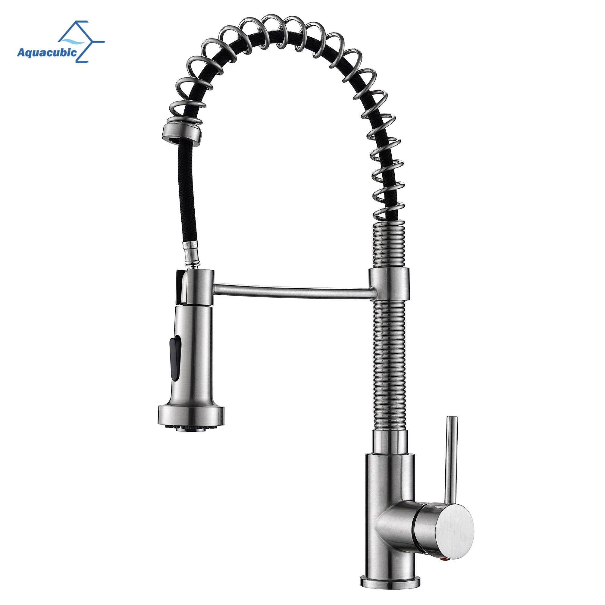 

Kitchen Faucets Commercial zinc Single Handle Single Lever Pull Down Sprayer Spring Kitchen Sink Faucet