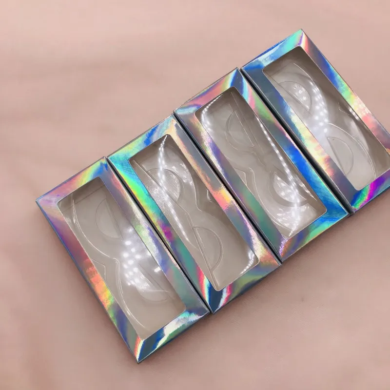 

Holographic lashes box with lashes tray can be custom private label lash box