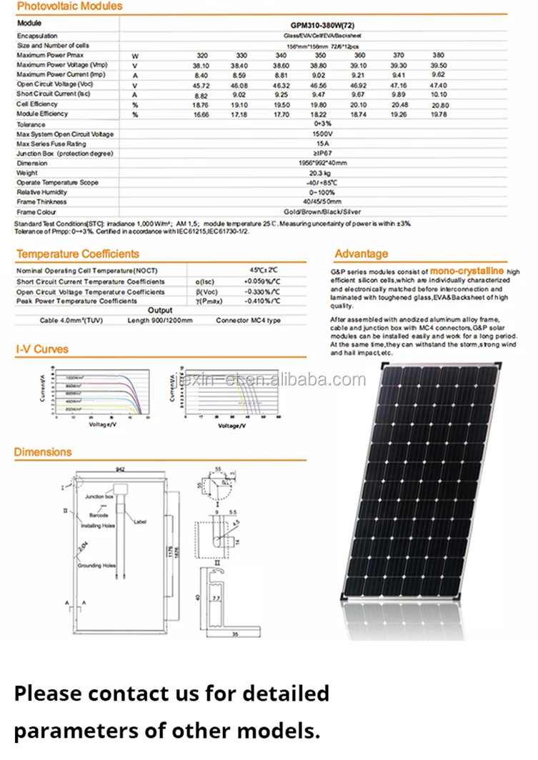 Solar Panel Price Poly 310W 320W 330W 340W Solar Panels OEM