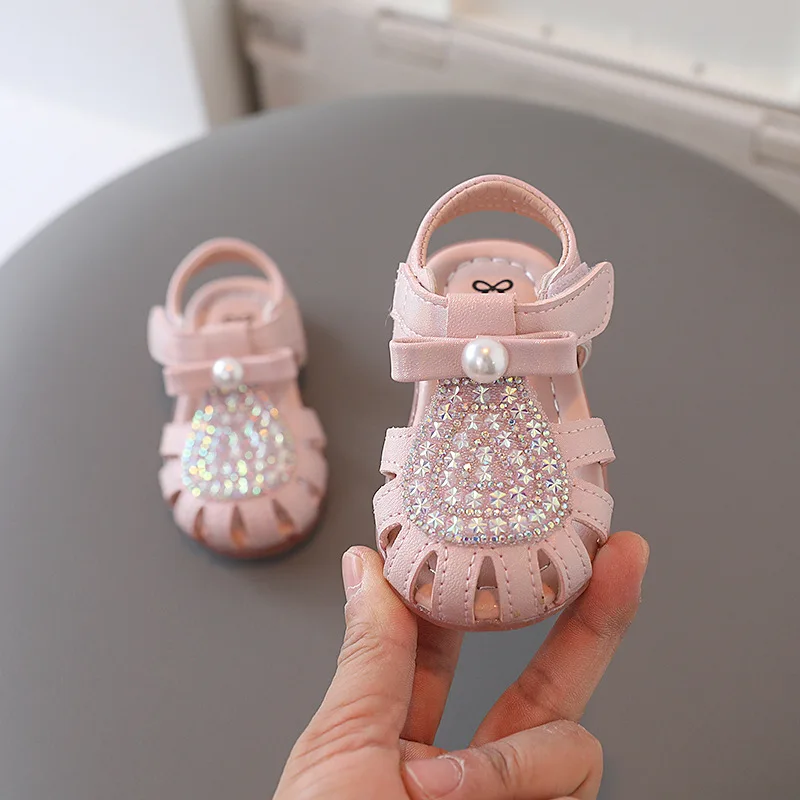 

Calicokiki Summer new baby shoes 1-2 years old baby soft bottom toddler shoes fashion girls princess shoes open toe sandals, Pink/ ivory