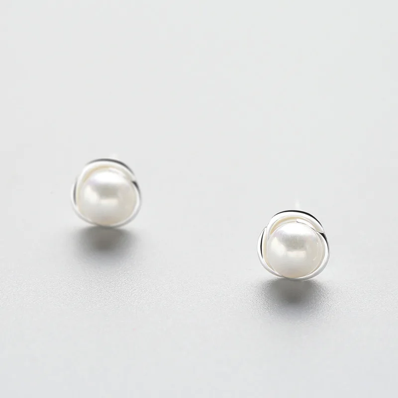 

925 sterling silver jewellery minimalist flower pearl women stud earrings daily wear