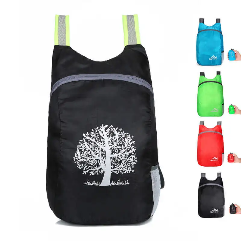 

V-077 Wholesale promotion outdoor nylon light weight recycled bag waterproof foldable bag backpack