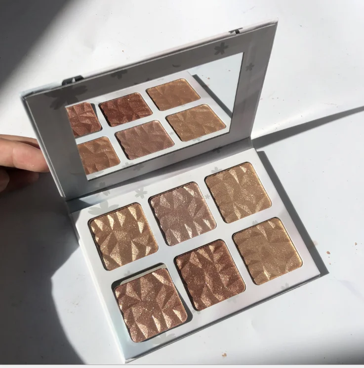 

Wholesale Cosmetics Private Label Highlighter Makeup For Dark Skin Pressed Highlighter Palette Paleta de resaltado