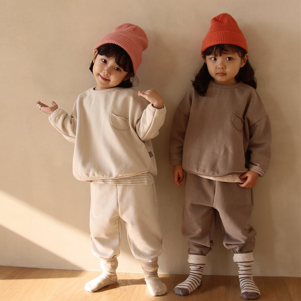 

Kids Clothing Cotton Long-sleeve T-shirt +Pants Two Piece Set Boy's Girls Korean Clothes Kids Sweat Suit For 2- 8 Year, Pictue show
