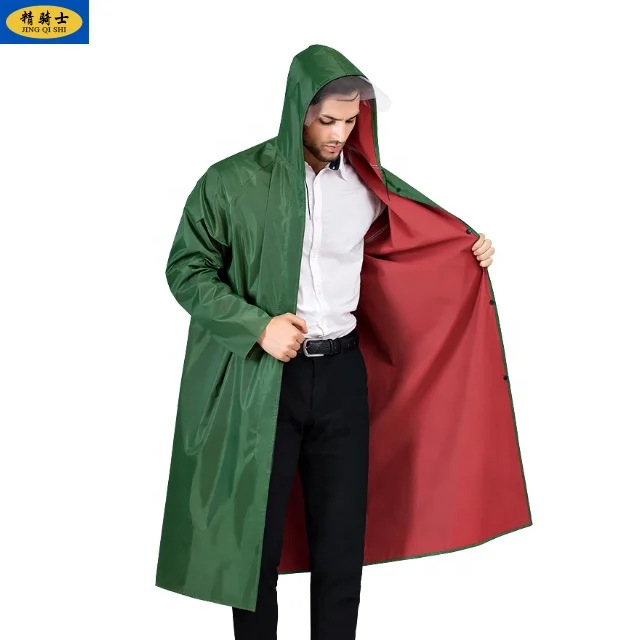 

Long waterproof jacket adult hiking outdoor fashion reusable PVC coating can be customized waterproof raincoat