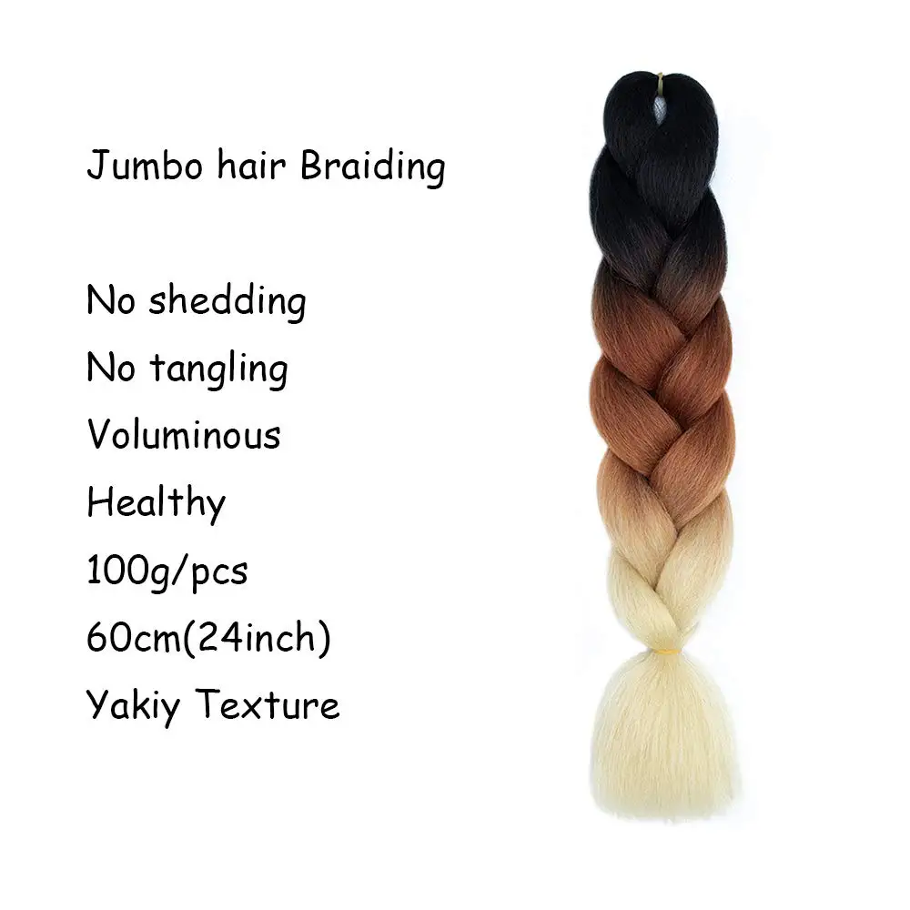 Synthetic Yaki Ombre Braiding Hair Attachment For Braids Pre Stretched