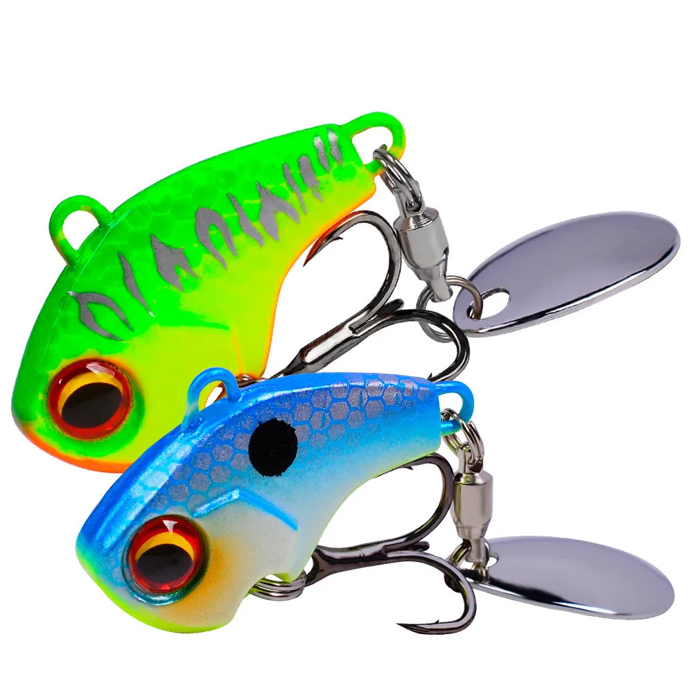 

3D Eyes 6g/10g/15g/21g/28g Tail Blade Spinners Long Casting Sinking Metal Hard VIB Fishing Lures for Bass Trout, 6 color for choice