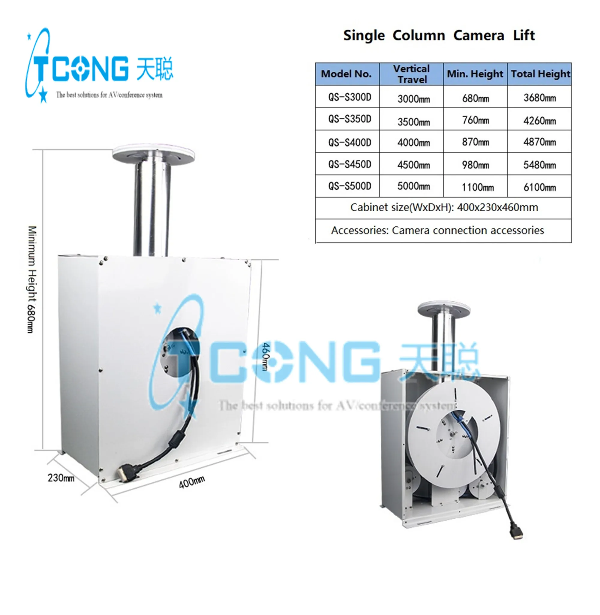 Telescopic Cctv Camera Lift With Single Column Load Capacity 15kg