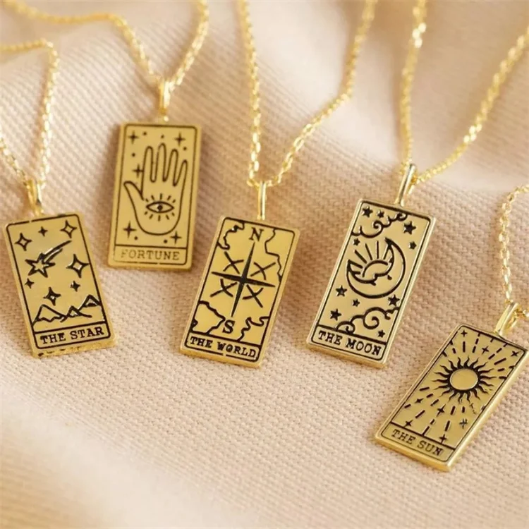 

New Tarot Gold Silver Necklace Moon Sun Pendant European And American Fashion And Popular Holiday Jewelry