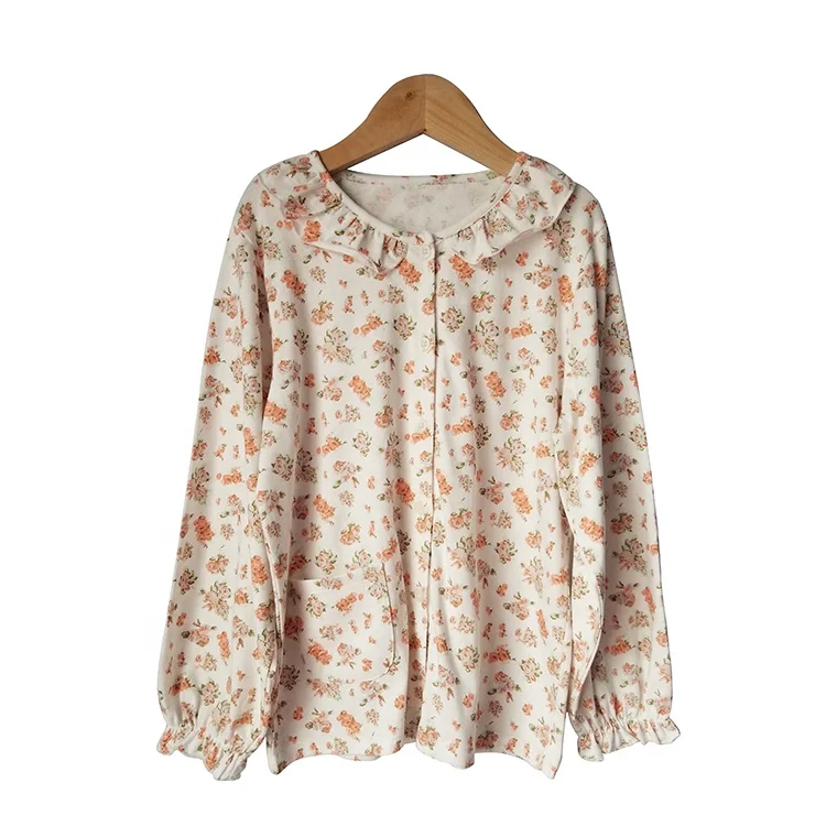 
High Quality Spring Kid Girls Sweet Floral 100% Cotton Long Sleeve Pajamas Set 