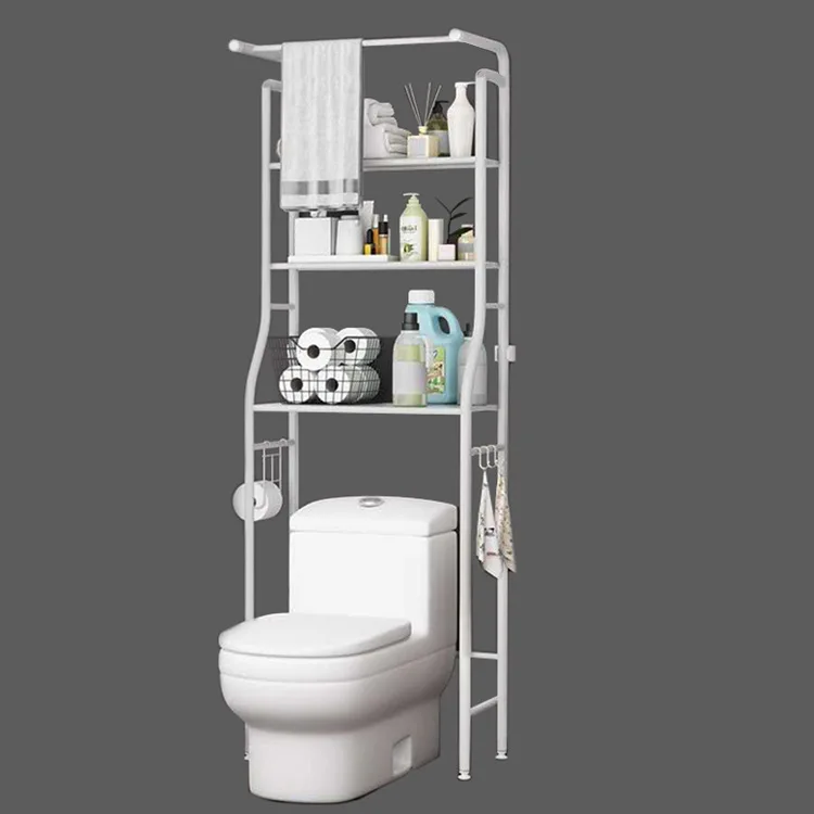 

Sell like hot cakes toilet rack shelf over toilet storage bathroom shelf storage lron painting save space, White or black