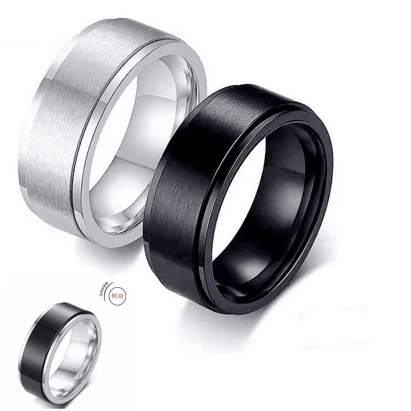 

men's stainless steel rotating ring black jewelry wholesale