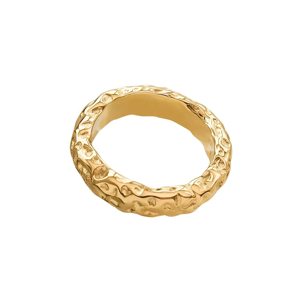 

High Quality Wholesale Gold Plated Rings 18K Texture Steel Ring Jewelry For Women