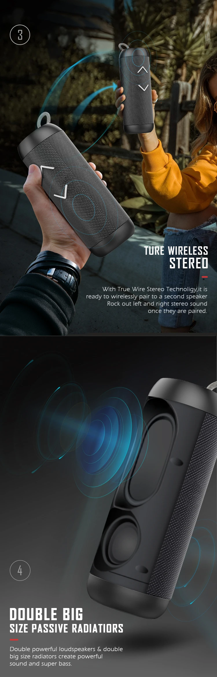 Soomfon Music True Wireless Stereo TWS Portable Speaker Powerful Wireless Charger Round Bluetooth Speaker Table - ANKUX.COM